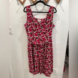 Talbots Bold Pink and Brown Dotted Dress